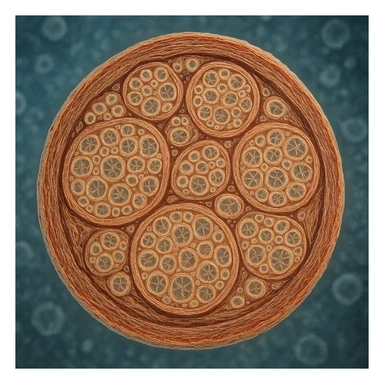 vagus nerve seen under microscope, hyper realistic 4K style, cellular details, scientific atmosphere sticker