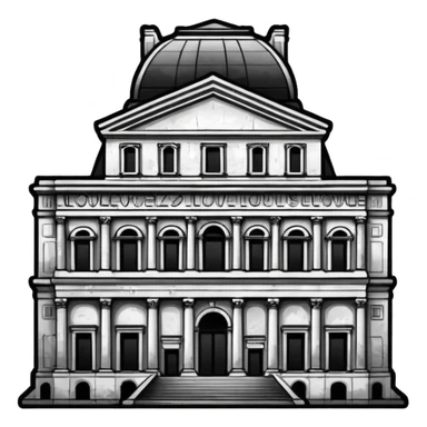 I want a graffiti style Louvre museum sticker. 
it must be black and white sticker