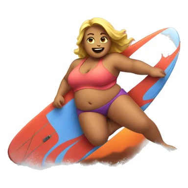 Fat girl surfing on lava sticker