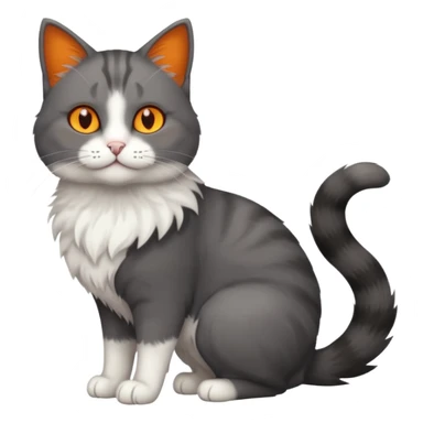 full body half dark grey and half white cat with white front legs sticker