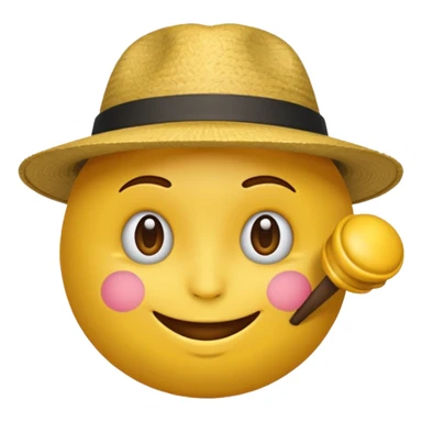 Un emoji rond jaune qui sourit avec un capeau de poète sticker