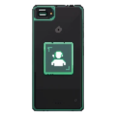 Y2K folder phone, closed, with a selfie sticker on the cover sticker