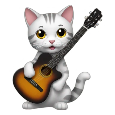 cat with guitar sticker