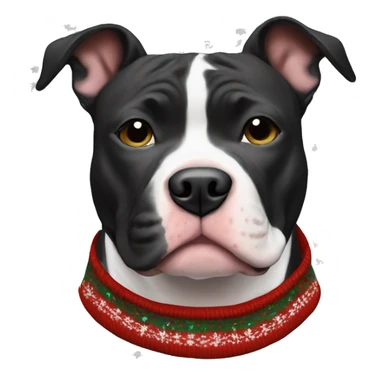 Black and white pitbull with Christmas sweater sticker