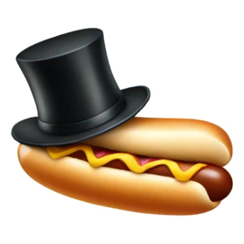 Hot dog with a top hat sticker