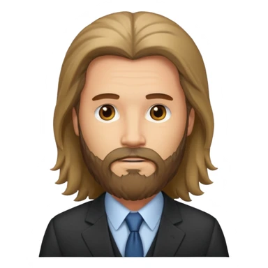 long haired bearded man with suit sticker