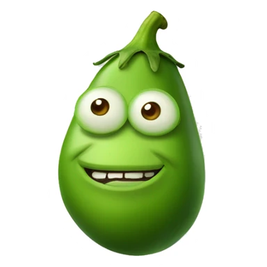 Green eggplant with Shrek's face sticker