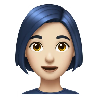 Girl with navy blue pixie hair cut and red eyes and pale skin sticker