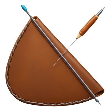 a string and a needle going through a piece of leather, clear depiction sticker