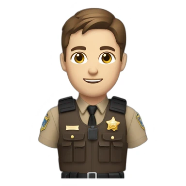 Deputy sheriff with short Brown hair and blue eyes and bulletproof vest sticker