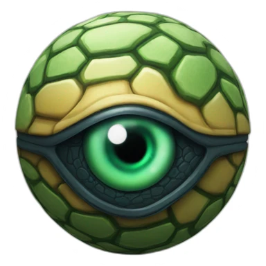 3d sphere with a cartoon Turtle skin texture with Eye of Horus sticker