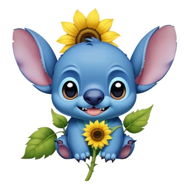 Stitch from lilo and stitch with sunflower sticker