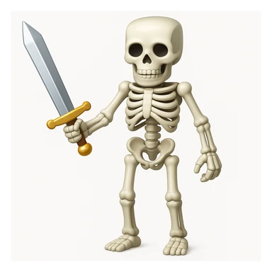 Make the Minecraft skeleton hold a sword in the apple style emoji sticker
