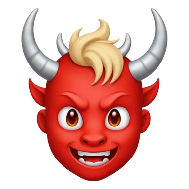 red devil with horns and mischievous expression, simple apple style emoji sticker