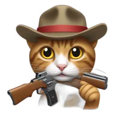 cat with hat and toy gun sticker