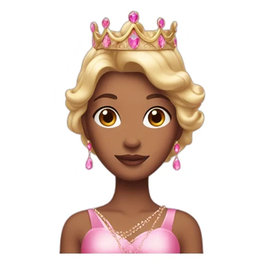 princess with crown and pink princess dress showing pink nails sticker