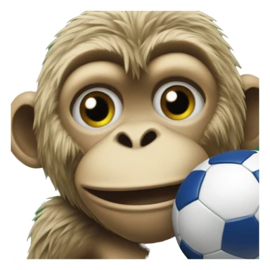 Make a monkey in Brazil national team soccer gear playing with a soccer ball. The monkey's face should be sad and crying with tears. sticker