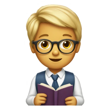 very smart child with glasses and a book sticker