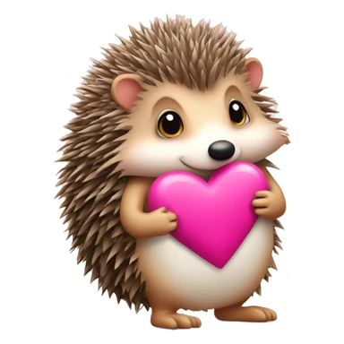 Hedgehog with a pink bow, holding a heart sticker