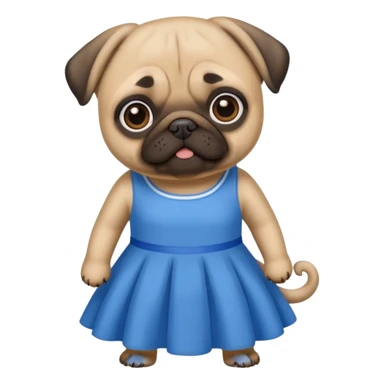 Pug realista com vestido azul sticker