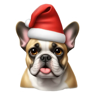 French bulldog wearing Santa hat sticker