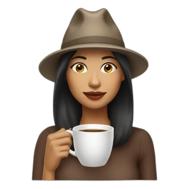 woman with a cat hat sipping coffee sticker
