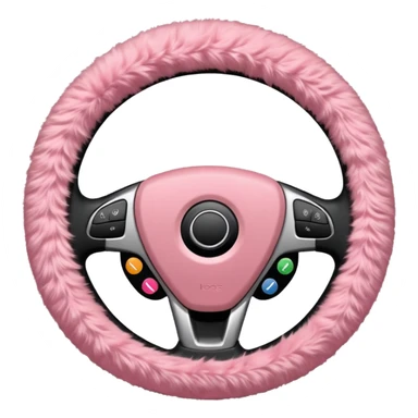 steering wheel with fluffy pink cover sticker
