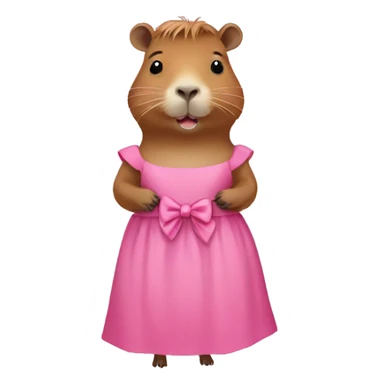 Capybara in a pink dress with hair bow sticker