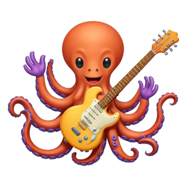 happy octopus with multiple arms playing guitar sticker