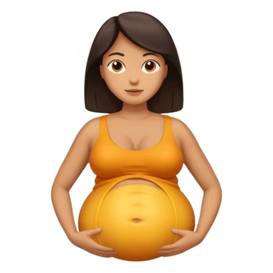 tan woman with inflated oiled belly sticker