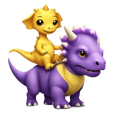 Purple triceratops with a yellow python best friend riding a pit bull sticker