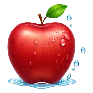 Cinematic crisp, shiny red apples, glistening under soft natural light, perfectly round with tiny water droplets, warm rich hues, highly detailed and fresh. sticker