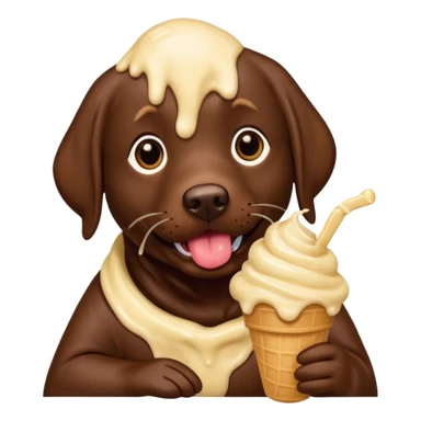 Chocolate lab eating gelato sticker