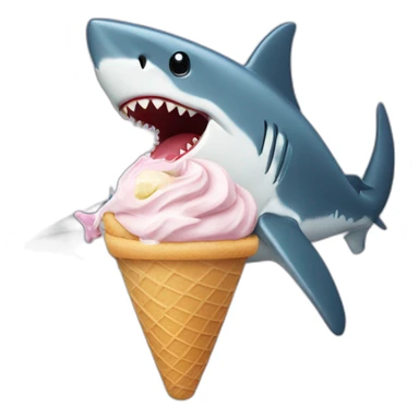 Shark eating ice cream sticker