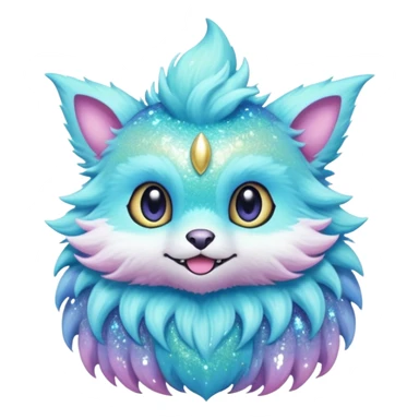 Pastel furry realistic nebula glittery Randomly-colored sparkly exotic Fakémon-creature sticker