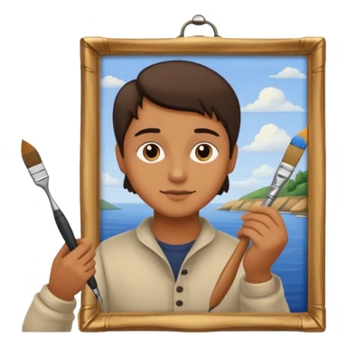 person restoring old painting. sticker