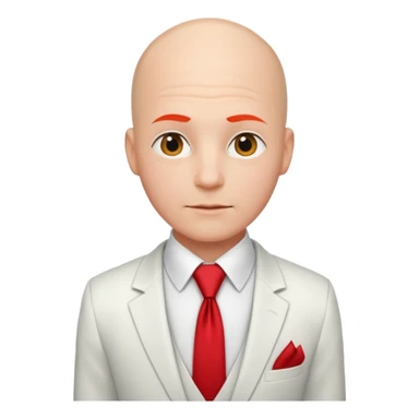 bald with red necktie, white suit sticker