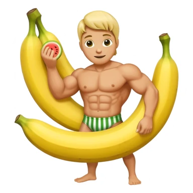 banana as superhuman. add watermelons in background  sticker