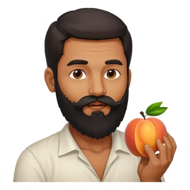 Indian man with a long beard eating a juicy peach sticker