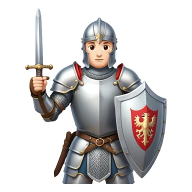 medieval knight warrior with sword and shield, heroic pose sticker
