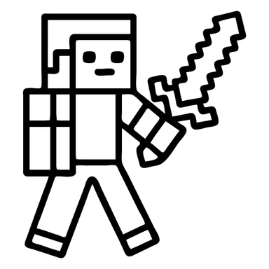 Minecraft character holding a sword sticker
