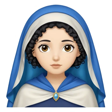 Mujer hebrea con manto azul y pelo negro rizado y con la cabeza tapada con un velo y la cara de raza blanca sticker