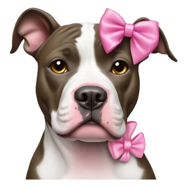Black and White Pitbull with Pink Bow on Head sticker