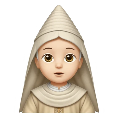 ancient arab baby with conical hat, white sticker