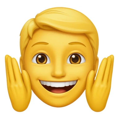 Emoji tête jaune avec un sourire et le doigt devant les dents  sticker