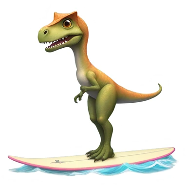 Dinosaur on a surfboard with a ballet skirt sticker
