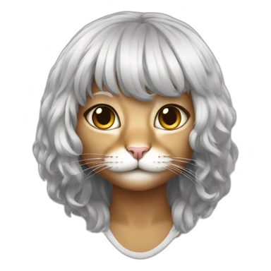 Cat in wig but in black sticker