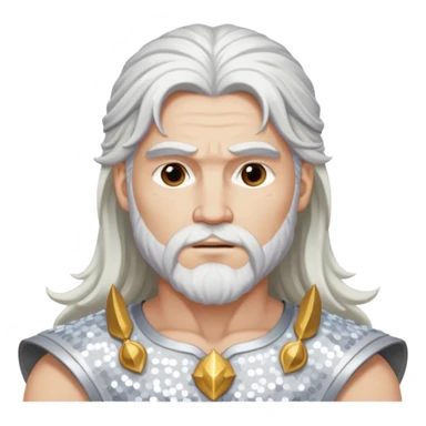 Jupiter, God of Thunder from Gods and Goddesses with long white hair, white sequin outfit sticker
