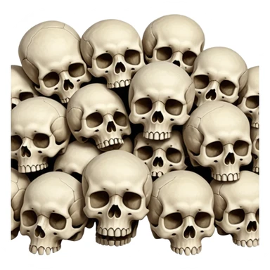 Piles of Skulls, seamless, top down perspective, in the style of gritty realism sticker