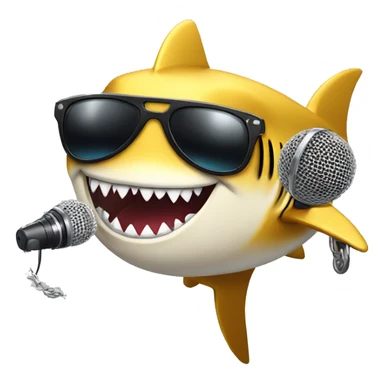 gold shark with chain and sunglasses holding microphone  sticker